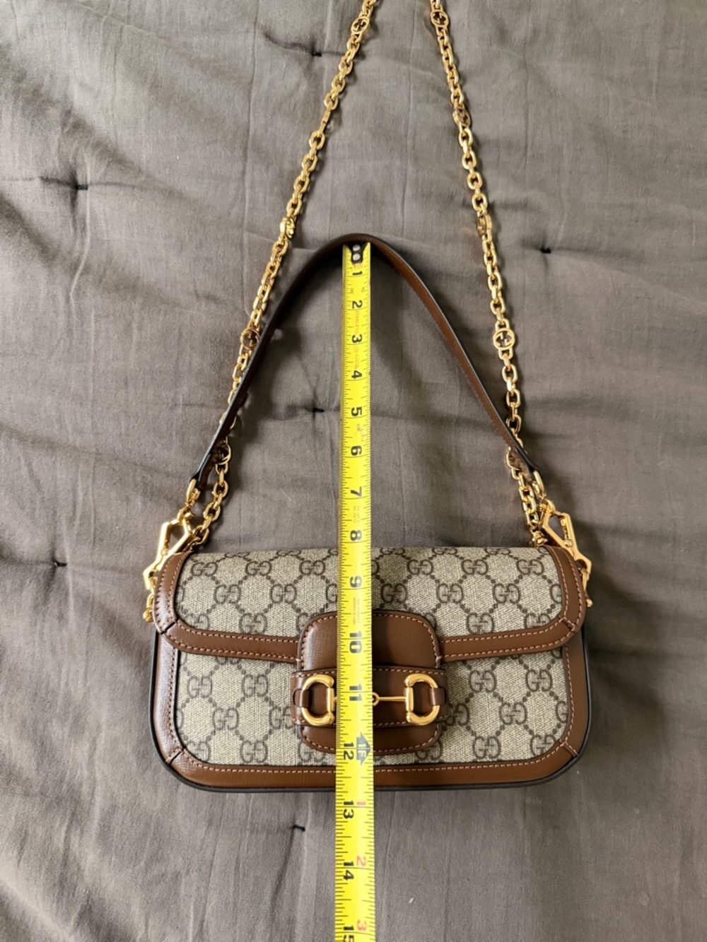 Gucci Canvas Horsebit 1955 Shoulder Bag with Gold Hardware - Picture 11 of 16